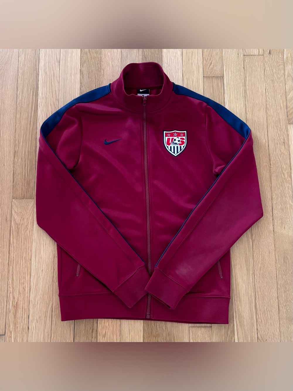 Nike USMNT 2013 Anthem Track Jacket Mens Small White N98 USA Soccer Full Zip Vtg